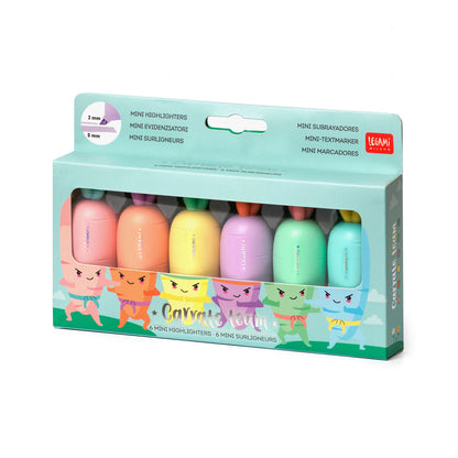 Mini-Textmarker im 6er-Set - Carrate Team