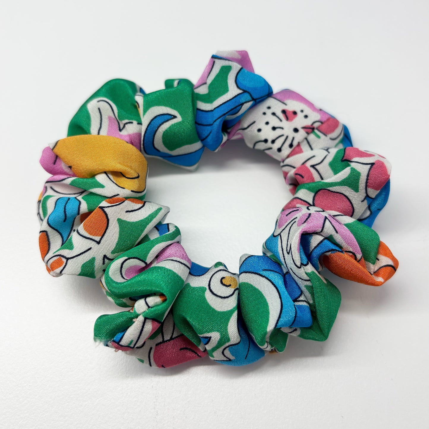Seidenscrunchie GREEN FLOWER