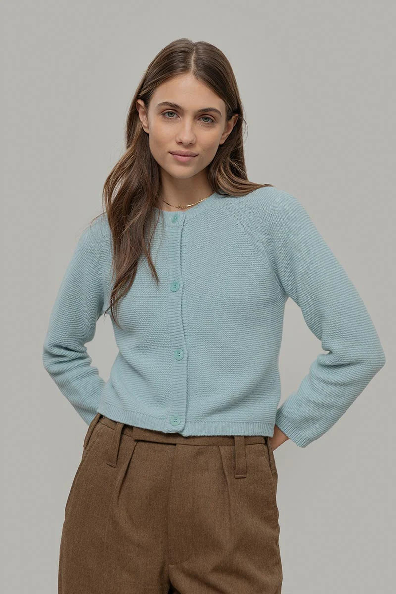 Strickjacke MAFALDA aus Kaschmir von RIFO in hellblau
